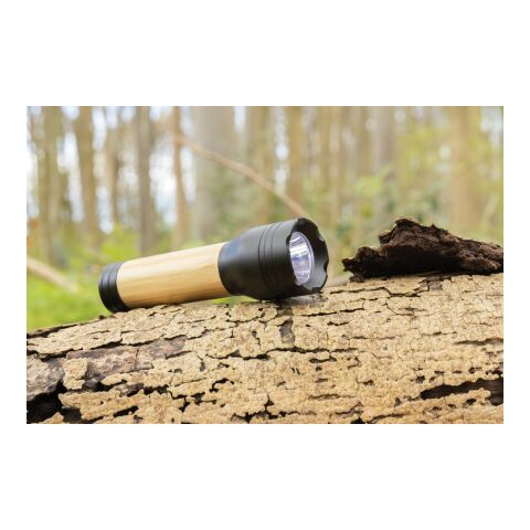 Lampe 3W en plastique recyclé RCS et bambou Lucid noir-marron | sans marquage | non disponible | non disponible