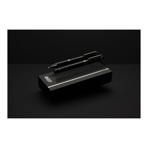 Coffret de stylos en acier recyclé Swiss Peak OSLO noir