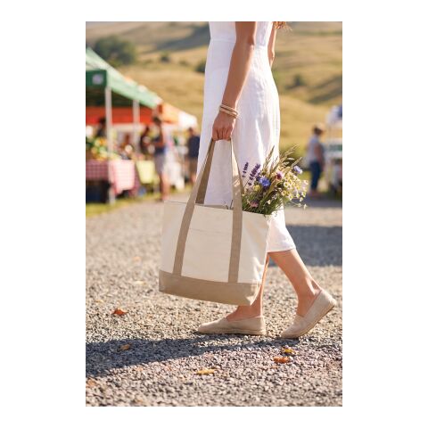 Sac cabas 350gsm en coton recyclé AWARE™ SHOP LOCAL blanc