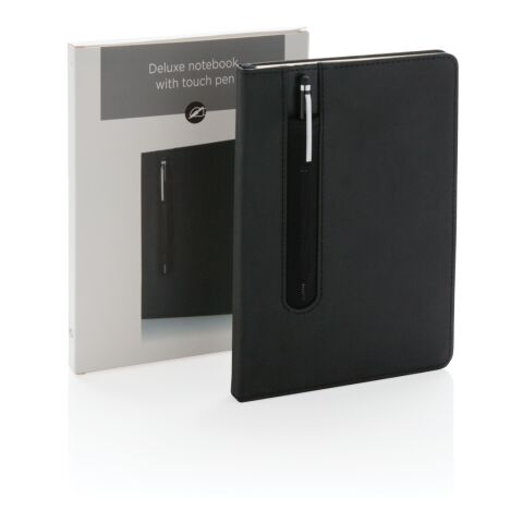 Carnet de notes A5 avec stylo tactile Deluxe noir | sans marquage | non disponible | non disponible | non disponible