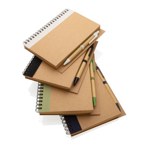 Cahier à spirales kraft avec stylo bleu | sans marquage | non disponible | non disponible