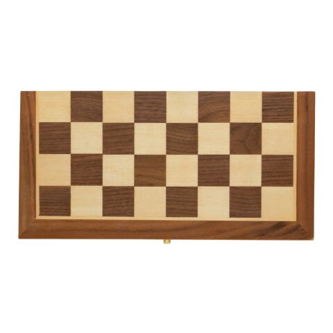 Jeu d&#039;échecs pliable en bois FSC® marron | sans marquage | non disponible | non disponible