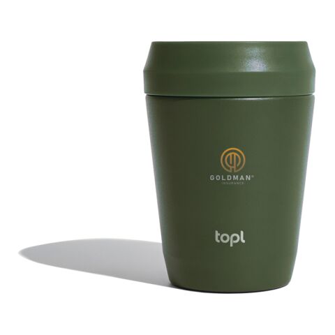 Mug 235 ml avec couvercle 360 en acier recyclé Topl vert | sans marquage | non disponible | non disponible