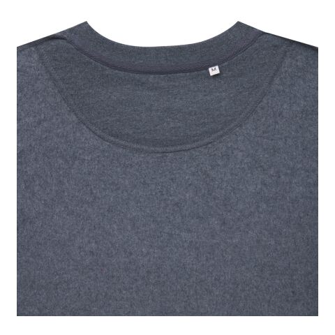 Pull à col rond en coton recyclé non teinté Iqoniq Denali bleu marine chiné | M | sans marquage | non disponible | non disponible | non disponible