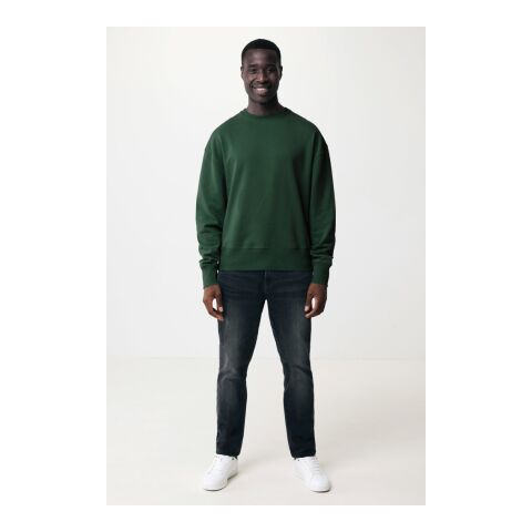 Sweater à col rond en coton recyclé Iqoniq Kruger vert forêt | S | sans marquage | non disponible | non disponible | non disponible