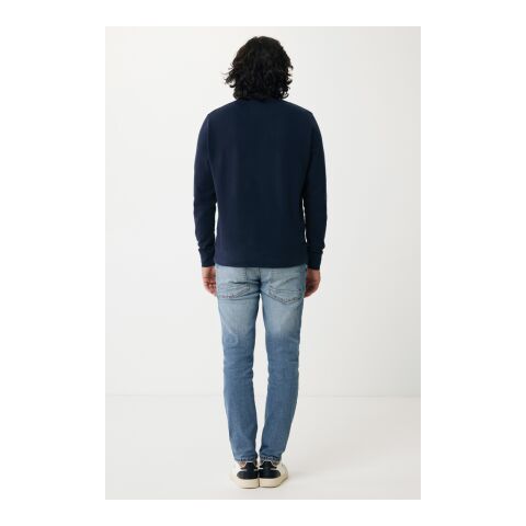 Sweater léger à col rond en coton recyclé Iqoniq Etosha bleu marine | 5XL | sans marquage | non disponible | non disponible | non disponible