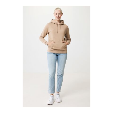 Sweat à capuche en coton recyclé et non teinté Iqoniq Torres brun chiné | L | sans marquage | non disponible | non disponible | non disponible