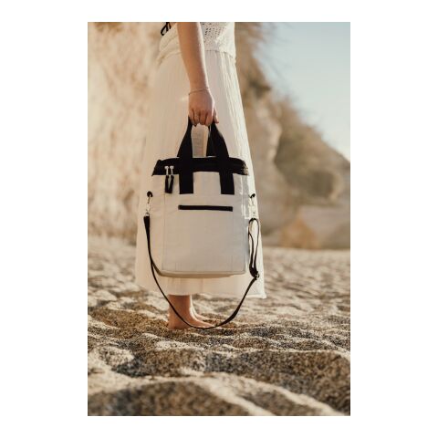 VINGA Tote bag isotherme en toile recyclée AWARE™ Volonne blanc cassé-noir | sans marquage | non disponible | non disponible