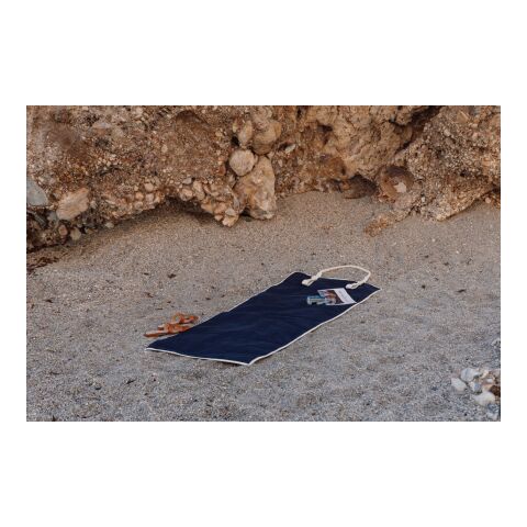 VINGA Tapis de plage en toile recyclée AWARE™ Volonne bleu-blanc cassé | sans marquage | non disponible | non disponible | non disponible