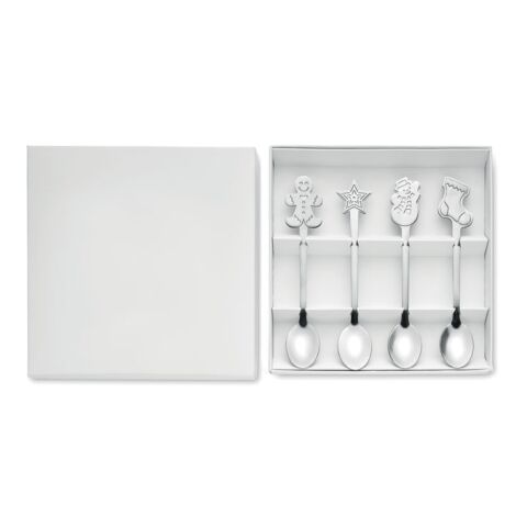 Set  4 cuillères à thé de Noël argent mate | sans marquage | non disponible | non disponible