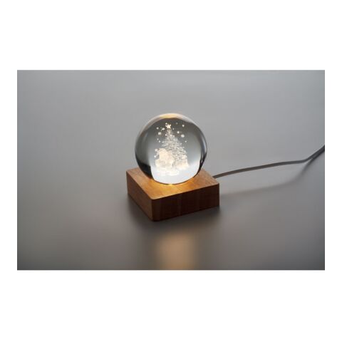 Boule de Noël verre avec LED bois | sans marquage | non disponible | non disponible