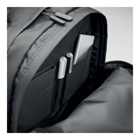 Sac à dos ordinateur RPET 300D avec bretelles rembourrés noir | sans marquage | non disponible | non disponible | non disponible