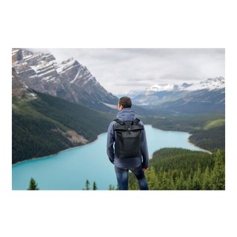 Sac à dos enroulable en PU noir | sans marquage | non disponible | non disponible