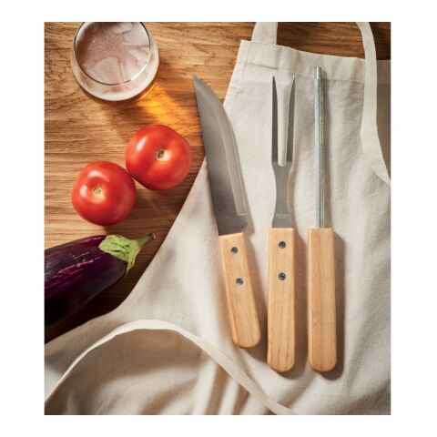 Ustensiles BBQ en acier inox. bois | sans marquage | non disponible | non disponible | non disponible