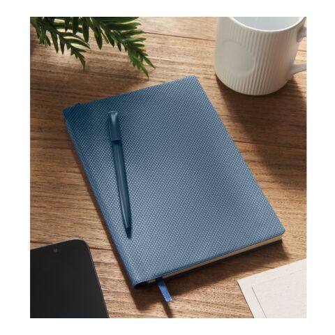 Cahier A5 en PU avec stylo Marine foncé | sans marquage | non disponible | non disponible | non disponible