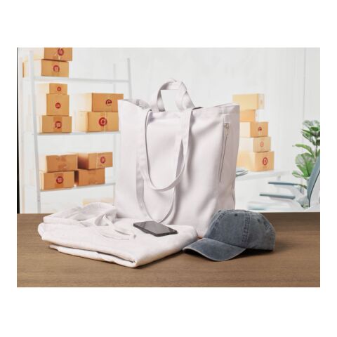 Sac shopping en coton recyclé blanc | sans marquage | non disponible | non disponible | non disponible