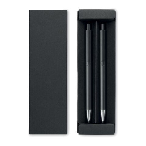 Set de stylos en alu. recyclé noir | sans marquage | non disponible | non disponible | non disponible