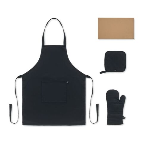 Set de cuisine en coton recyclé noir