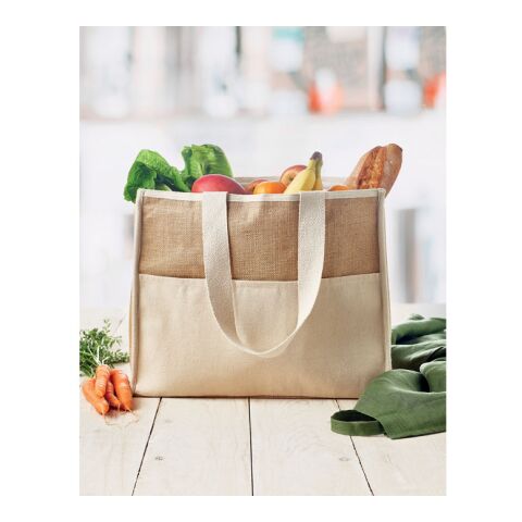 Sac shopping en toile et jute beige | sans marquage | non disponible | non disponible | non disponible