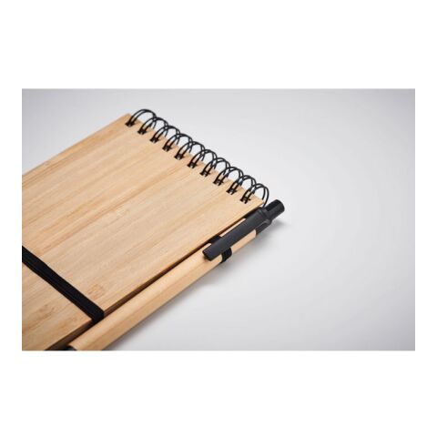 Set de bloc-notes A6 en bambou noir | sans marquage | non disponible | non disponible