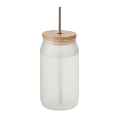 Mug Mason 400 ml avec paille blanc transparent | sans marquage | non disponible | non disponible | non disponible