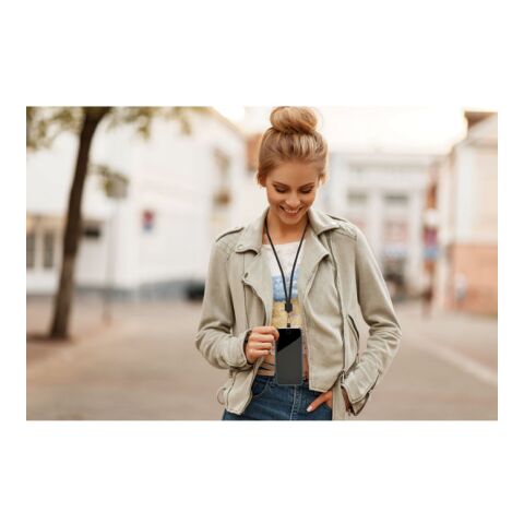 Lanyard porte-téléphone RPET noir | sans marquage | non disponible | non disponible | non disponible