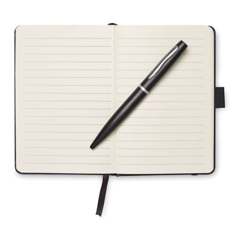 Carnet de note avec stylo A6 - pages lignées noir | sans marquage | non disponible | non disponible | non disponible