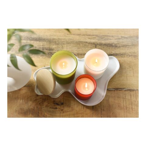 Bougie dans un support en verre Josiah blanc | sans marquage | non disponible | non disponible