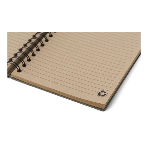 Carnet à spirale en matériau recyclé Caleb vert | sans marquage | non disponible | non disponible