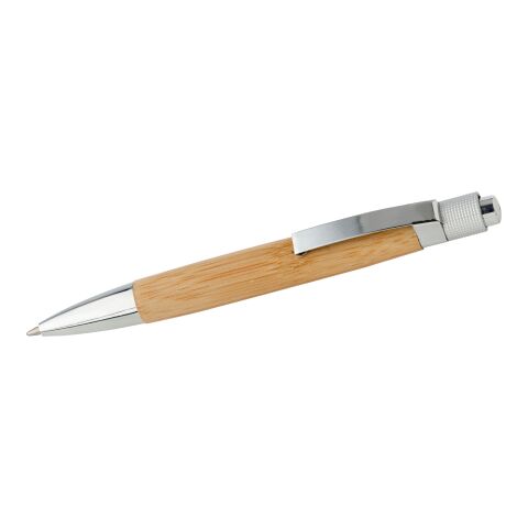 Stylo bille en bambou et métal, mine bleue. marron | sans marquage | non disponible | non disponible