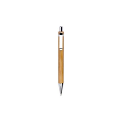 Stylo bille en bamboo et métal, mine bleue. marron | sans marquage | non disponible | non disponible