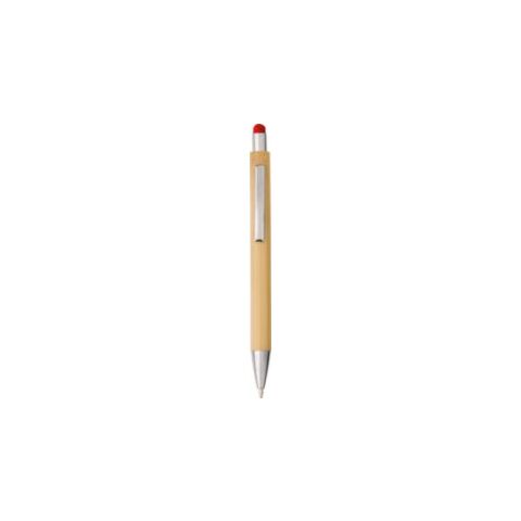 Stylo bille en bambou et plastique, mine noire rouge | sans marquage | non disponible | non disponible