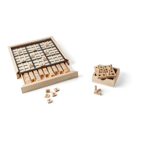 Mini Sudoku en bois de pin Kenza brun | sans marquage