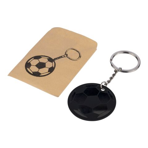 Porte-clés ballon de football en acier inoxydable recyclé Ciro noir | sans marquage | non disponible | non disponible
