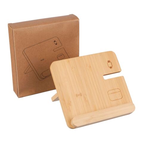 Chargeur sans fil Tribu | Bambou recyclé | 3-en-1 marron