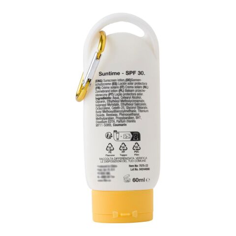 Crème solaire indice SPF 30 dans un flacon. blanc