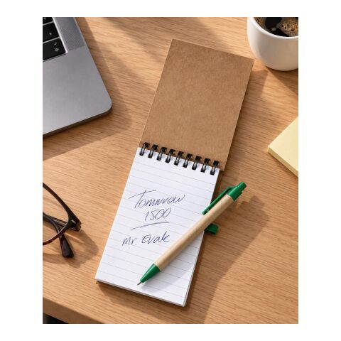 Carnet à spirale en carton vert