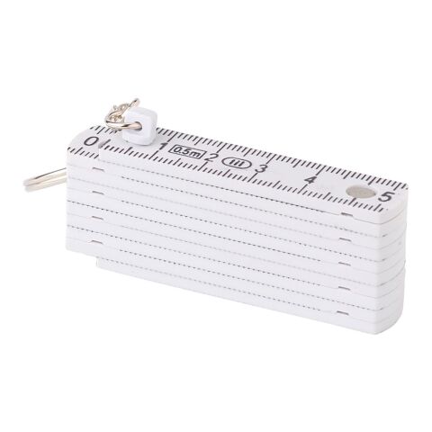 Porte-clés mètre-ruban pliable en plastique de 50cm blanc