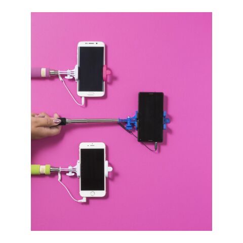 Perche téléscopique Selfie à déclencheur en ABS. bleu | sans marquage | non disponible | non disponible